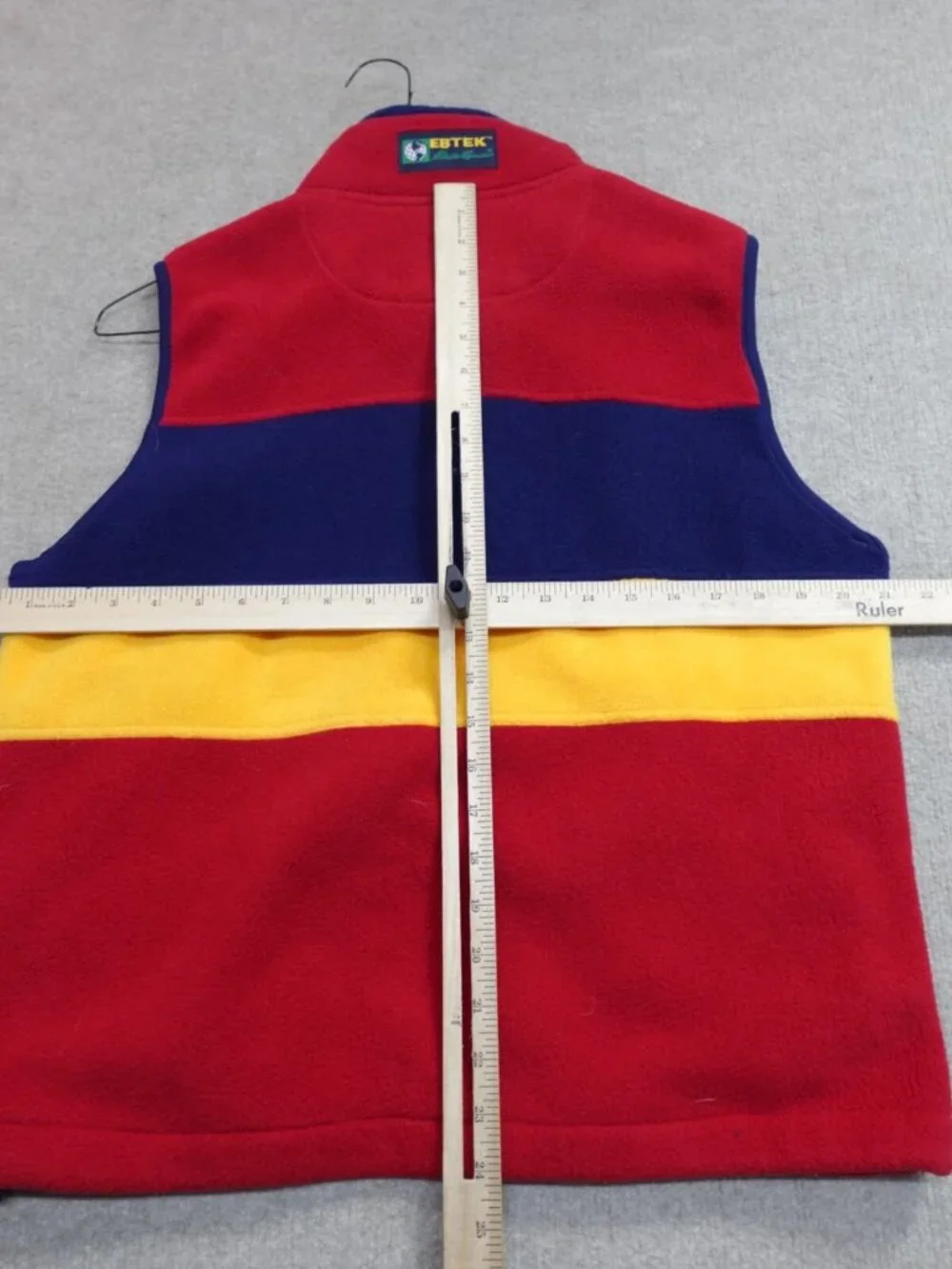 Vintage Eddie Bauer Jacket Medium Red Blue Yellow Colorblock Fleece Vest EBTEK - Picture 3 of 5